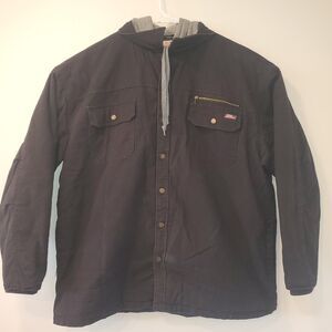 Dickies 3XL Black Hooded Work Jacket Men's Canvas Quilted Lined Coat Heavy Duty
